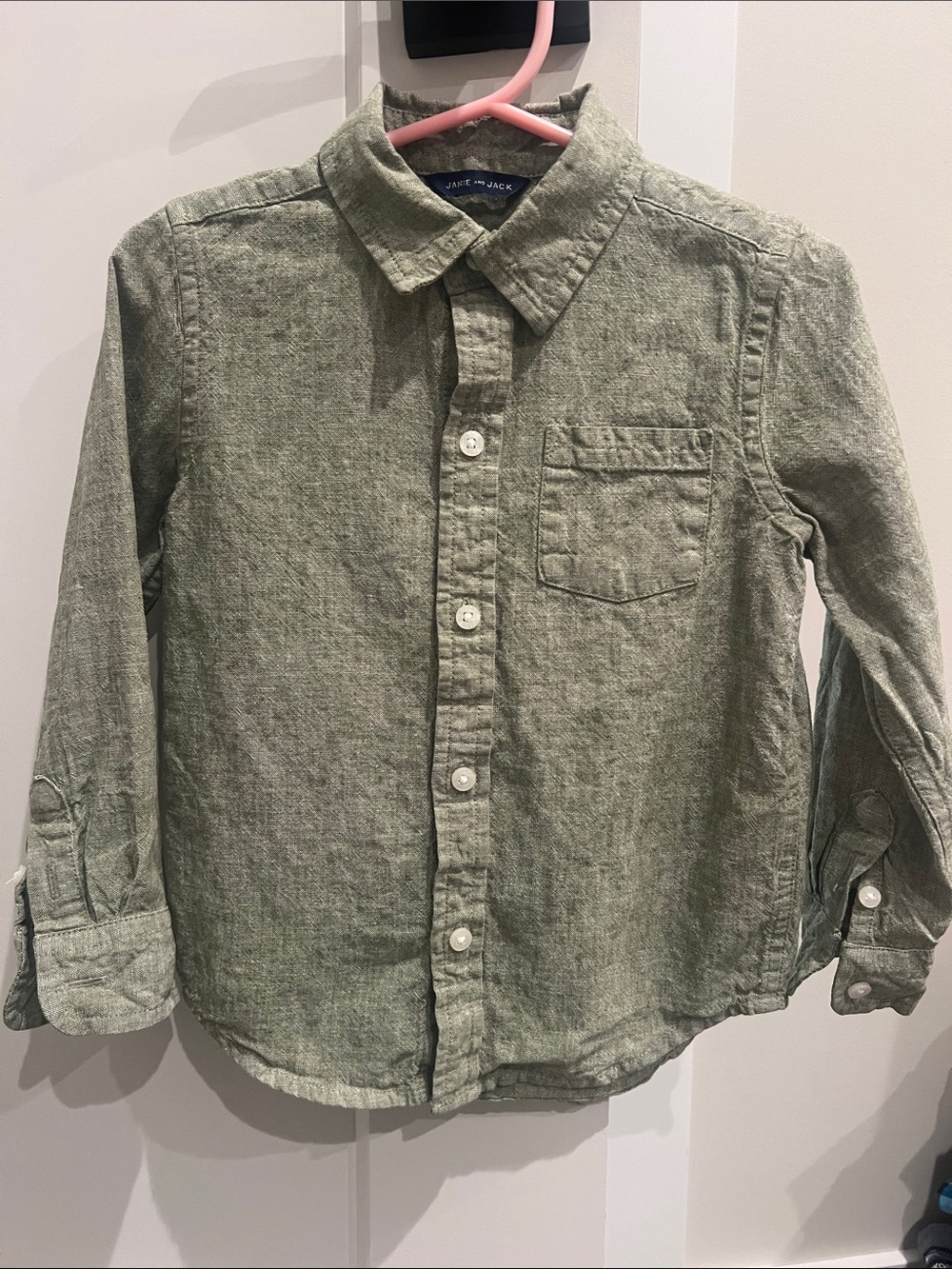 Janie and Jack Olive Green Button-Down Shirt